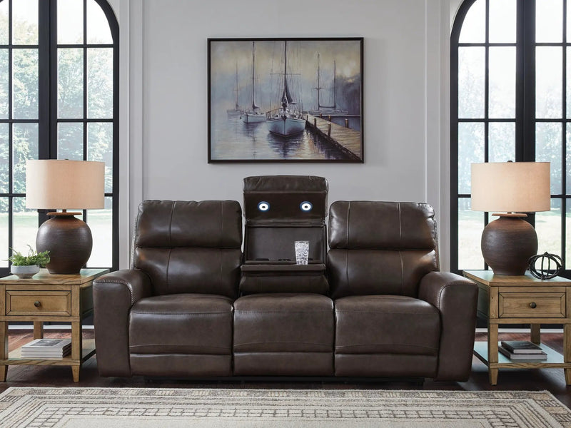 Crossplex - Power Reclining Sofa With Adjustable Headrest - Smoke by Unique Piece Furniture