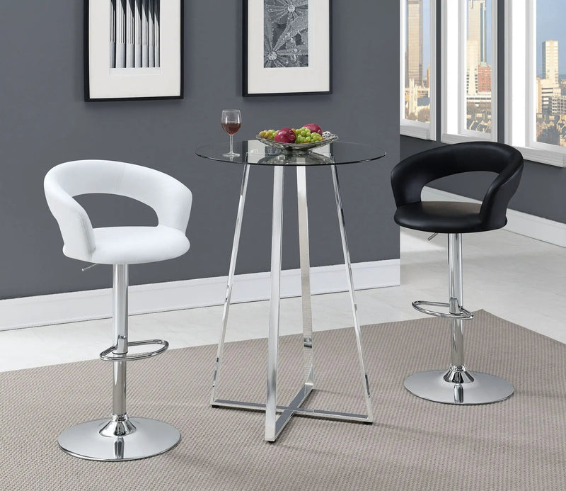 Zanella Round 30-inch Glass Top Bistro Bar Table Chrome by Unique Piece Furniture