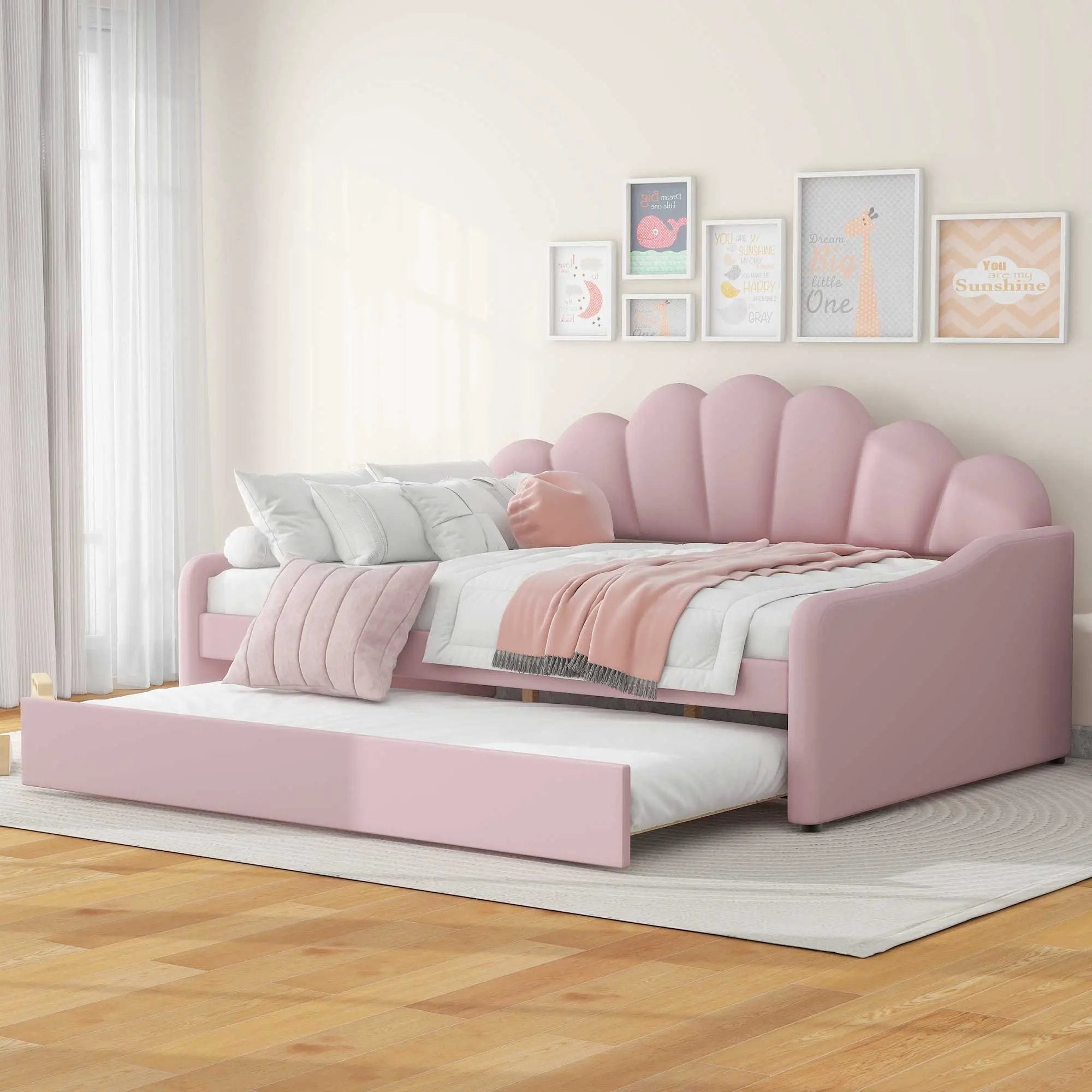 Upholstery Daybed Frame With Shell Shaped Backrest by HouseOfZazla