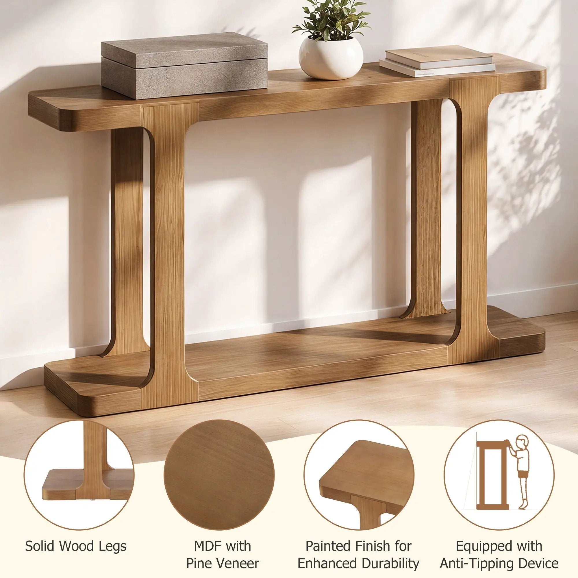 Console Table & Bottom Shelf - Walnut by HouseOfZazla