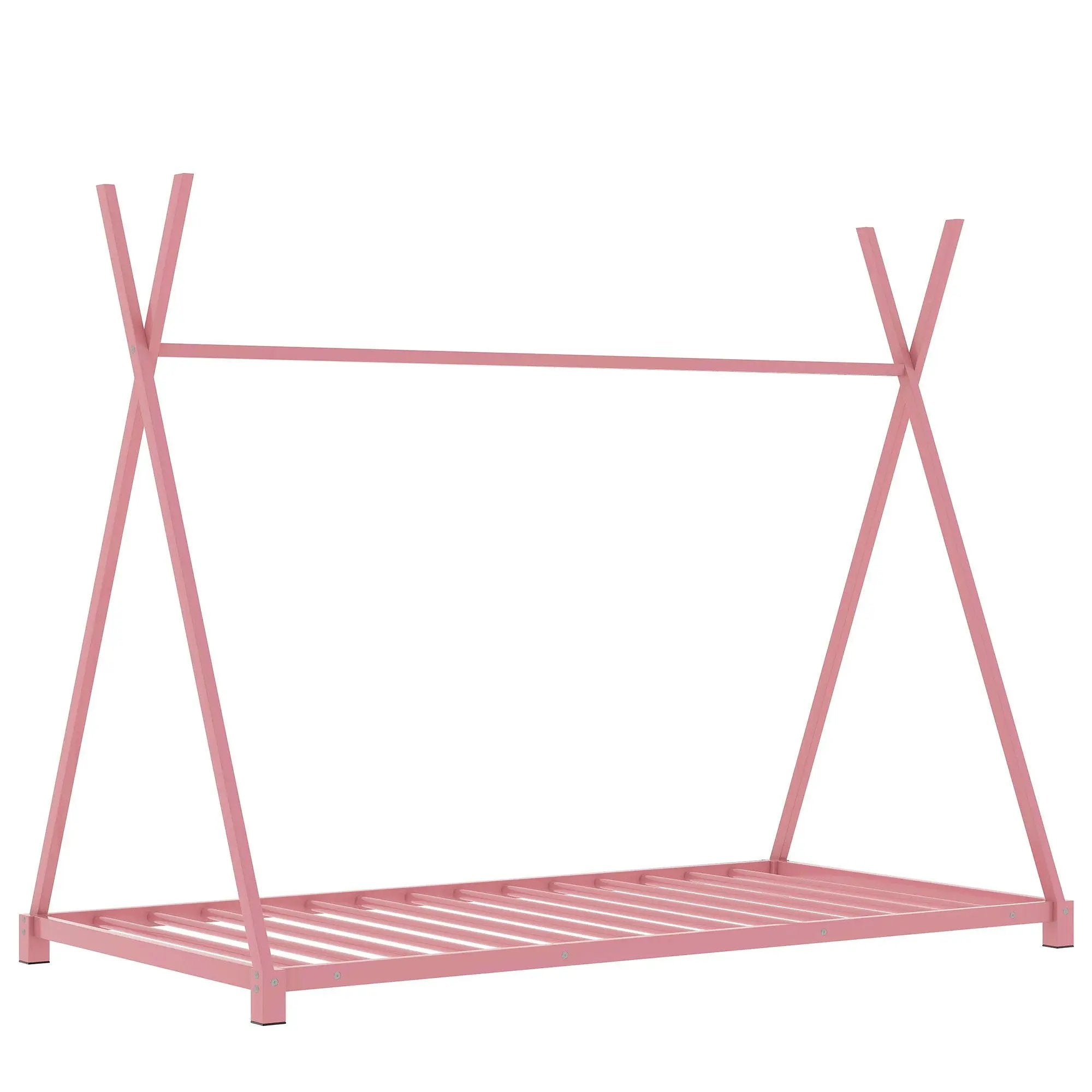 Metal House Platform Bed With Triangle Structure, Low Profile Design by Unique Piece Furniture