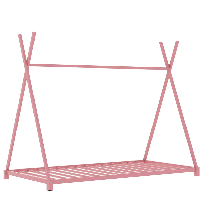 Metal House Platform Bed With Triangle Structure, Low Profile Design by Unique Piece Furniture