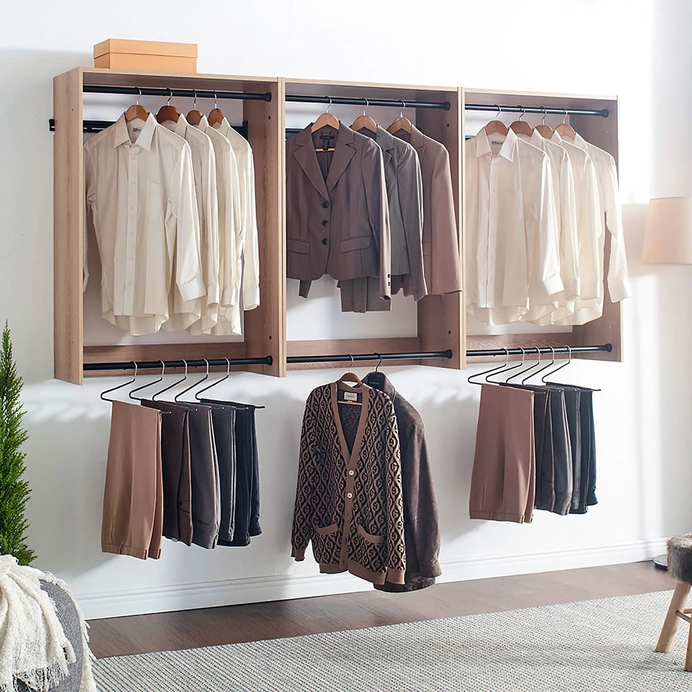 Devi - Wall Mounted Wood Closet System, Modular Units by HouseOfZazla