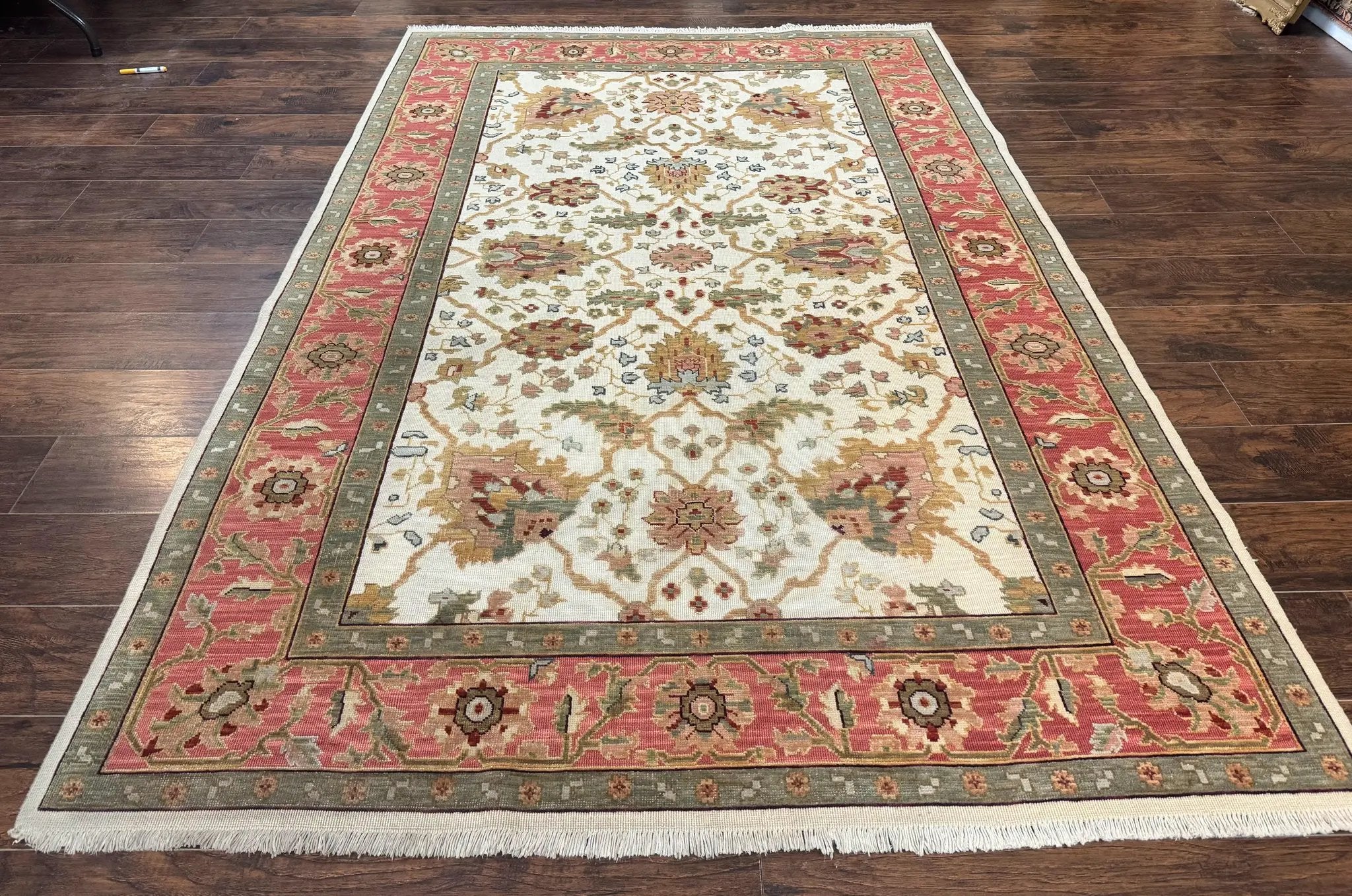 Flatweave Soumak Rug 6x9, Nourison Rug, Wool Handmade, Floral, Ivory by Jewel Rugs