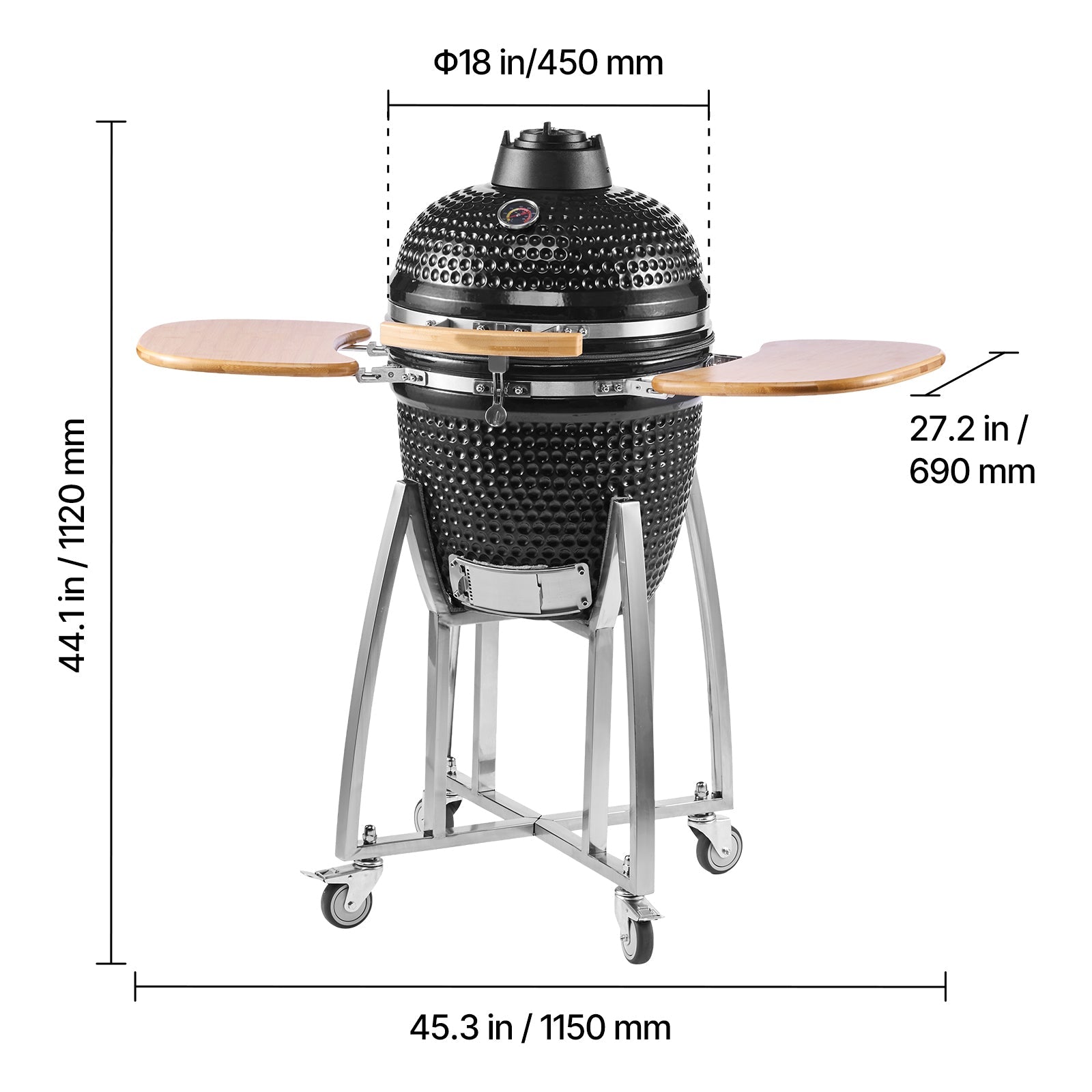Charcoal Smoker and Grill, 18" Kamado by HouseOfZazla