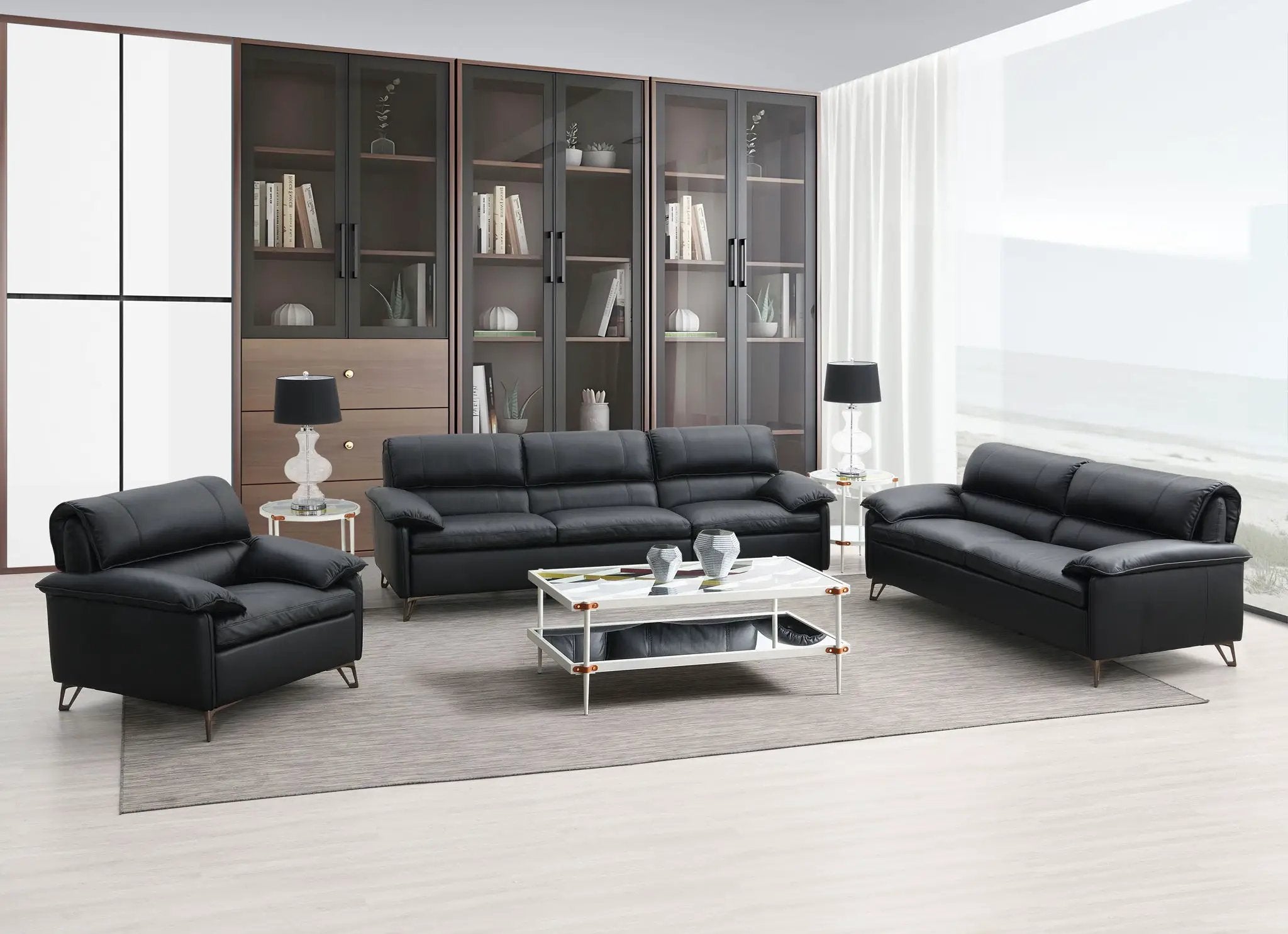 Eilene - Top Grain Leather Sofa - Black by Unique Piece Furniture