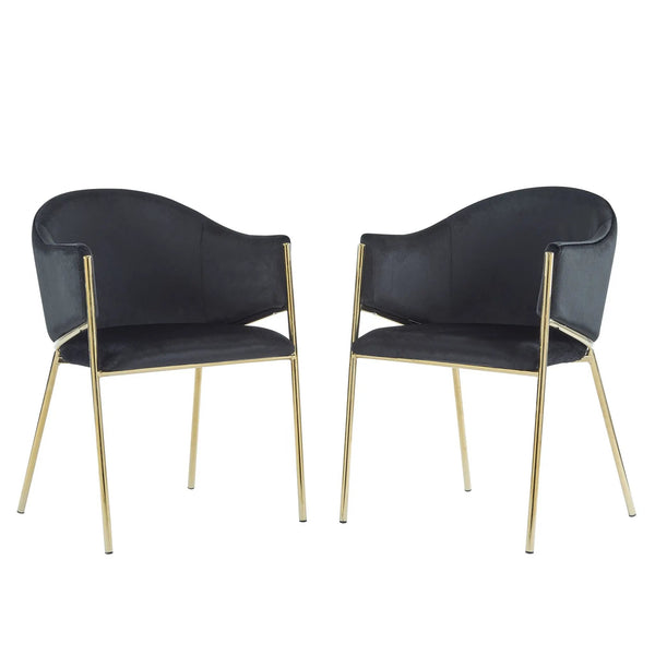 Modern Upholstered Dining Chair With Plush Velvet and Metal Frame