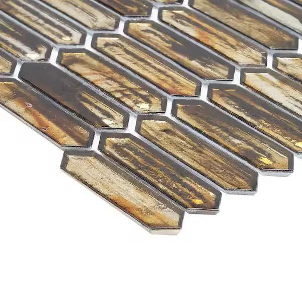 New Sealed Ivy Hill Tile Fargin Golden Crust Elongated Hexagon 12 in. x 10 in. x 7mm Polished Glass Mosaic Tile (0.82 sq. ft.) by Selzalot
