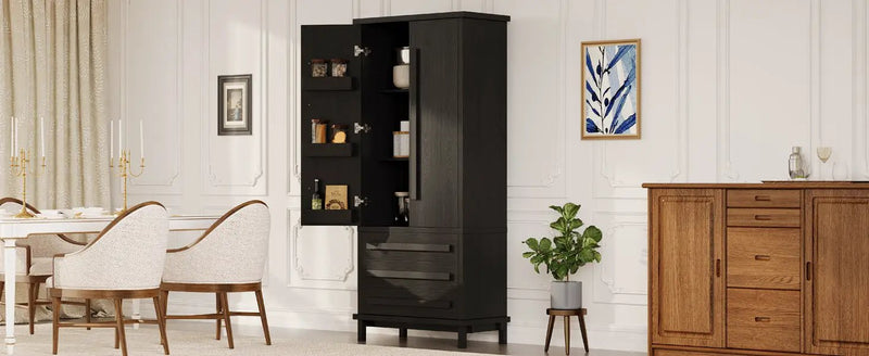 70" Kitchen Pantry Cabinet with 6 Door Shelves and 3 Drawers by HouseOfZazla