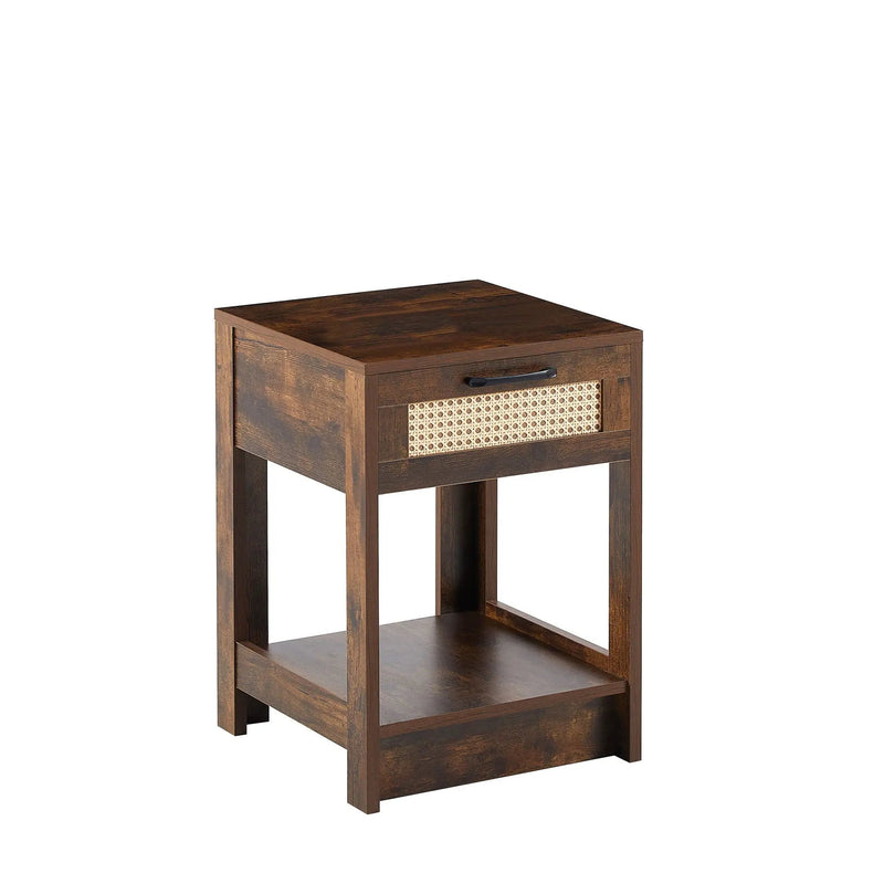 15.75" Rattan End Table With Drawer, Modern Nightstand, Side Table For Living Room, Bedroom by HouseOfZazla