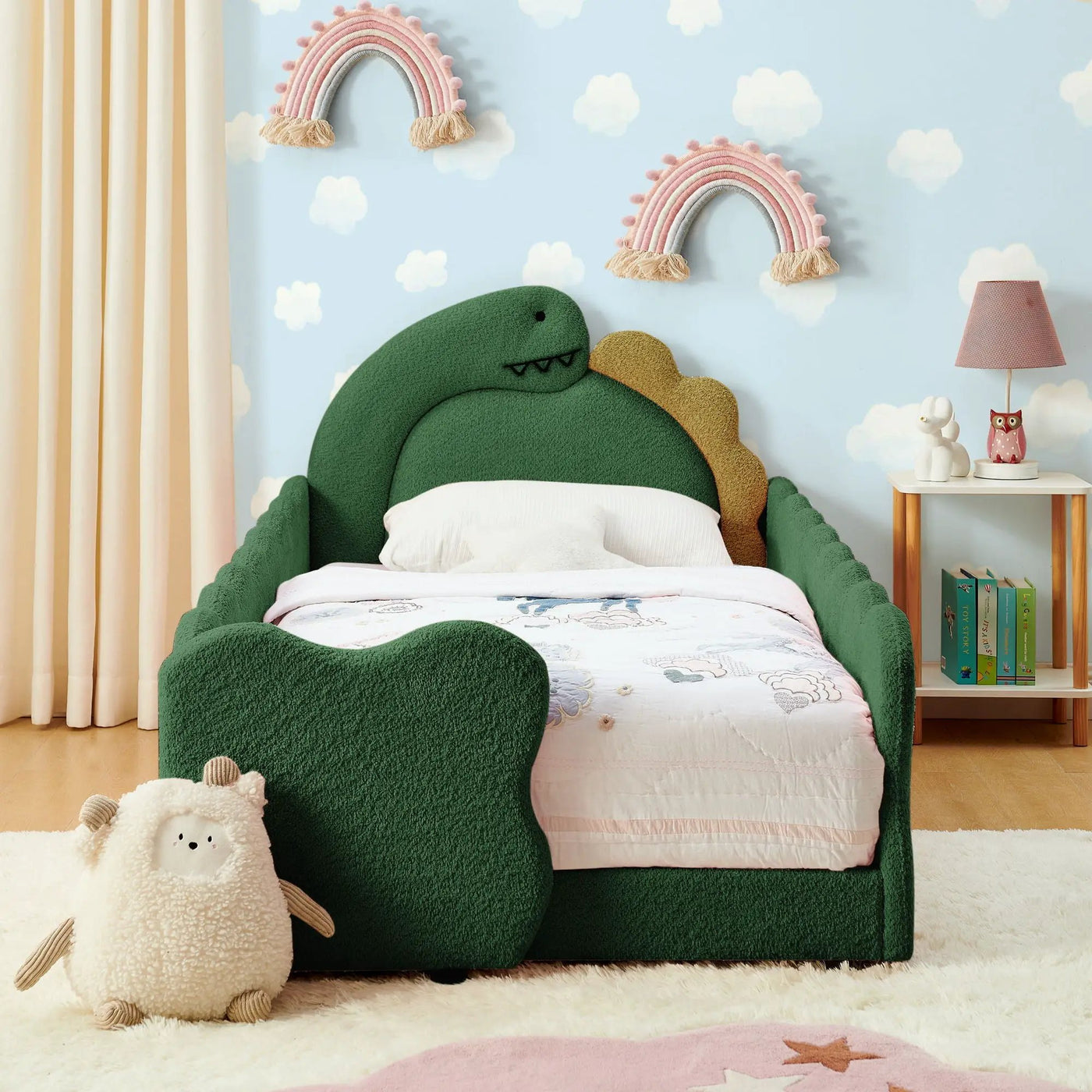 Cute Dinosaur Shaped Bed With Safety Guardrail, Toddler Frame by Unique Piece Furniture