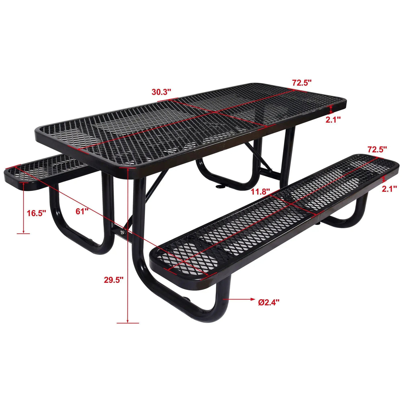 Rectangular Outdoor Steel Picnic Table With Umbrella Pole by HouseOfZazla