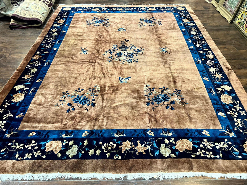 Antique Chinese Wool Rug 9x12, Large Peking Carpet, Handmade, Nichols Rug by Jewel Rugs