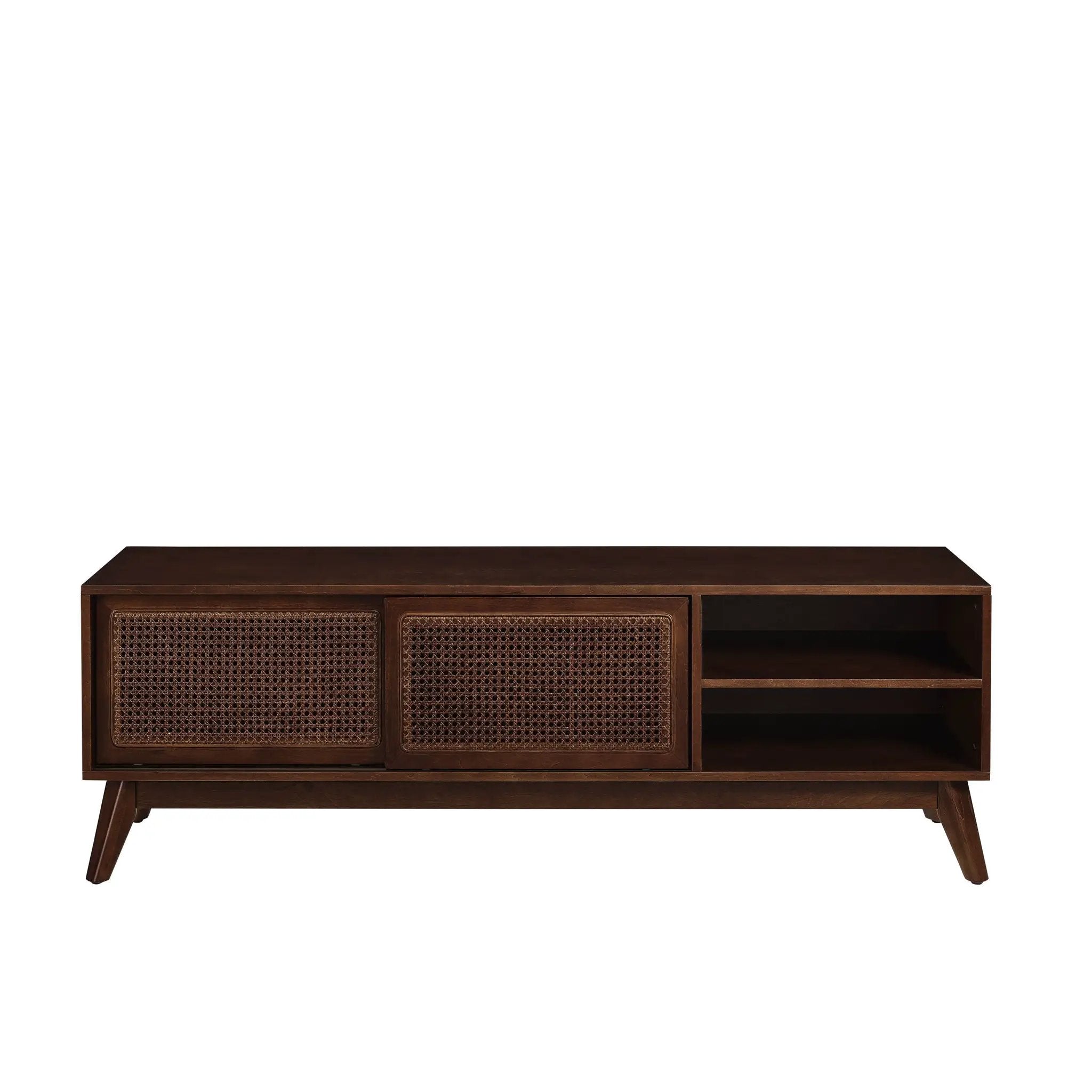 59 Inch Mid Century Modern Rattan TV Stand for 65 Inch TV by HouseOfZazla