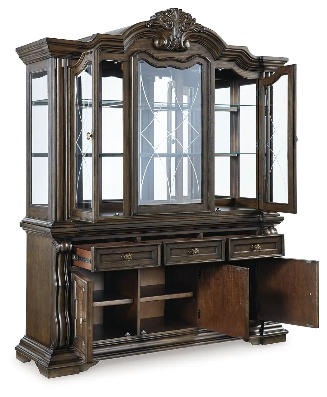 Maylee - Dining Buffet And Hutch - Dark Brown by Unique Piece Furniture