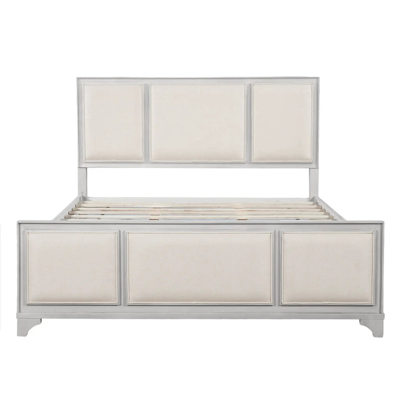 Queen Size Wooden Bed Frame with Upholstered Headboard by HouseOfZazla