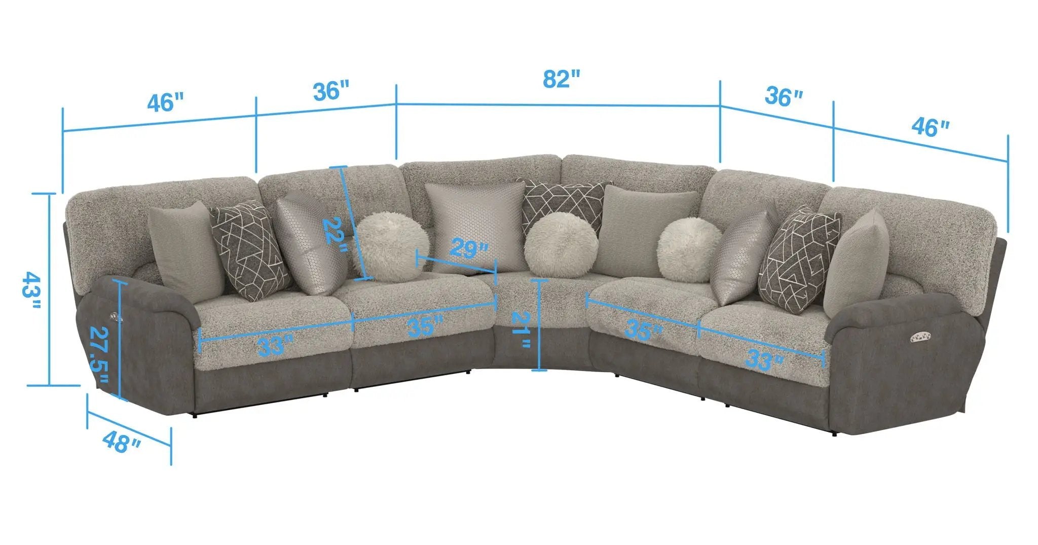 Rendezvous - 5 Piece Modular Sectional With 3 Reclining Seats & Castered Cocktail Ottoman - Umber by Unique Piece Furniture
