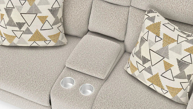 Micah - Power Headrest Power Deep Seat Reclining Console Loveseat - Oatmeal by Unique Piece Furniture