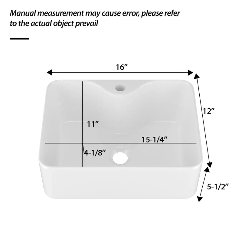 Rectangular Vessel Sink With Faucet & Drain - White / Black by HouseOfZazla