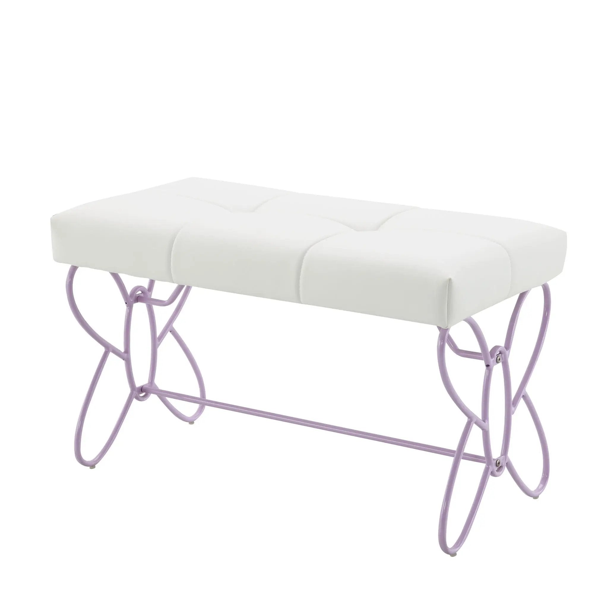 Priya II - Synthetic Leather Purple Bench - Purple / White by HouseOfZazla