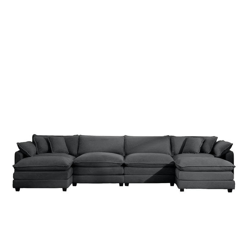 Modern Oversized Modular Cushion Sofa With Ottoman, Low Back, Deep Seating Sofa Set by Unique Piece Furniture