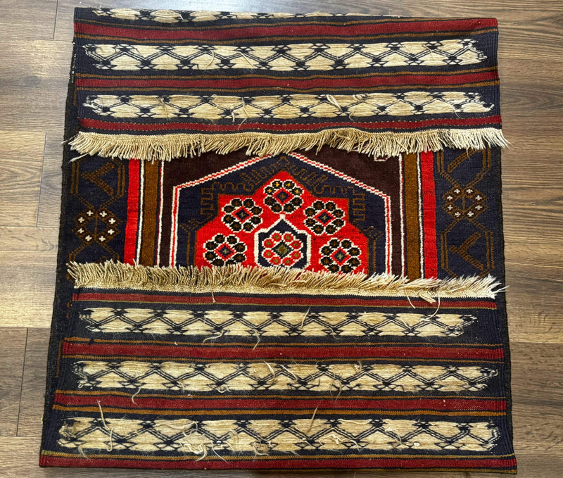 Afghan Rug 3x5, Tribal, Navy Blue, Wool, Handmade, Geometric, Rustic by Jewel Rugs