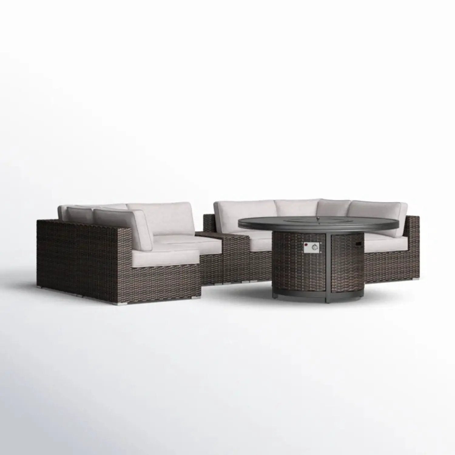 Rattan Patio Set With Comfortable Cushions And Fire Pit by Unique Piece Furniture