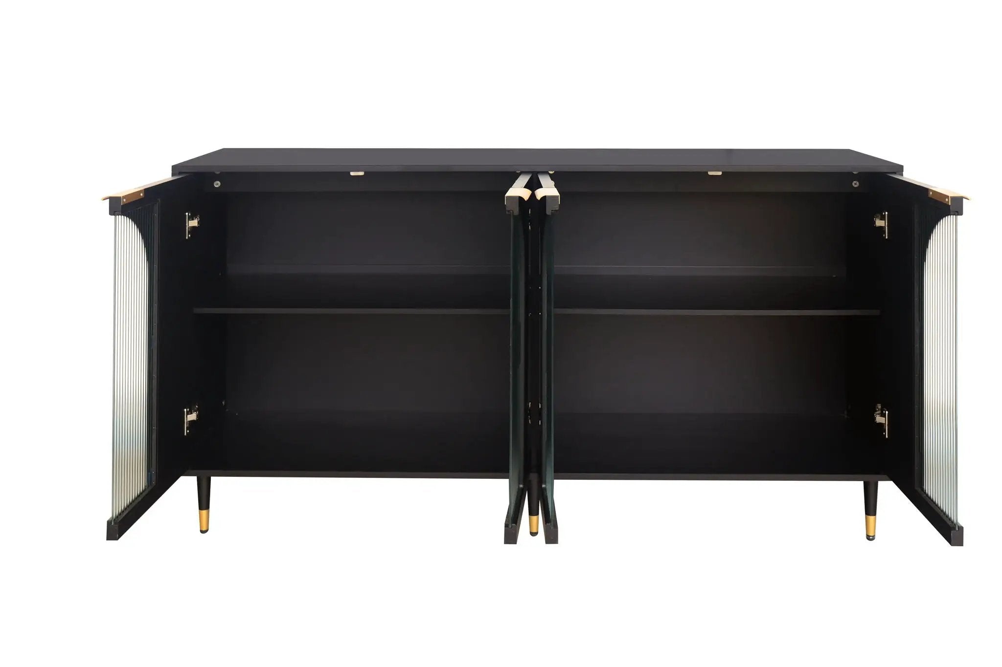 Accent Cabinet Lacquered Wooden Cabinet With 4 Glass Doors Sideboard Buffet Server Cabinet Storage Cabinet, For Living Room, Entryway, Hallway, Office, Kitchen And Dining Room by HouseOfZazla