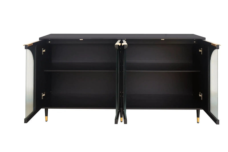 Accent Cabinet Lacquered Wooden Cabinet With 4 Glass Doors Sideboard Buffet Server Cabinet Storage Cabinet, For Living Room, Entryway, Hallway, Office, Kitchen And Dining Room by HouseOfZazla