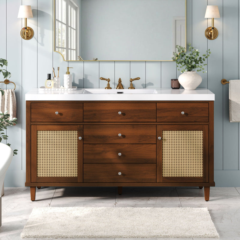 Bathroom Vanity With Sink, 5 Legs, Soft Close Drawers by HouseOfZazla