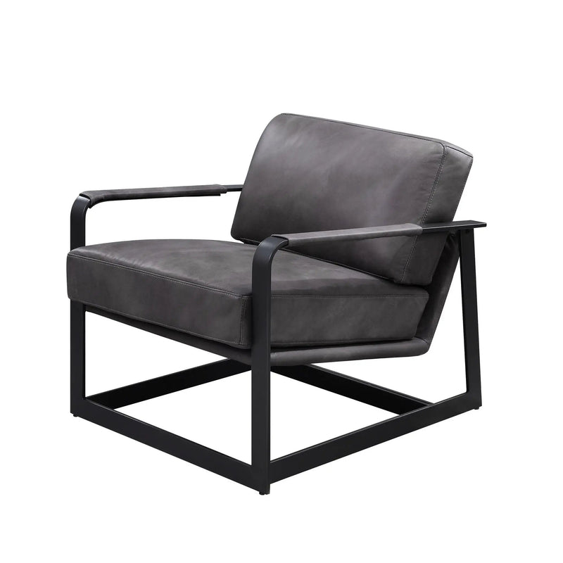 Locnos - Accent Chair - Gray Top Grain Leather & Black by Unique Piece Furniture