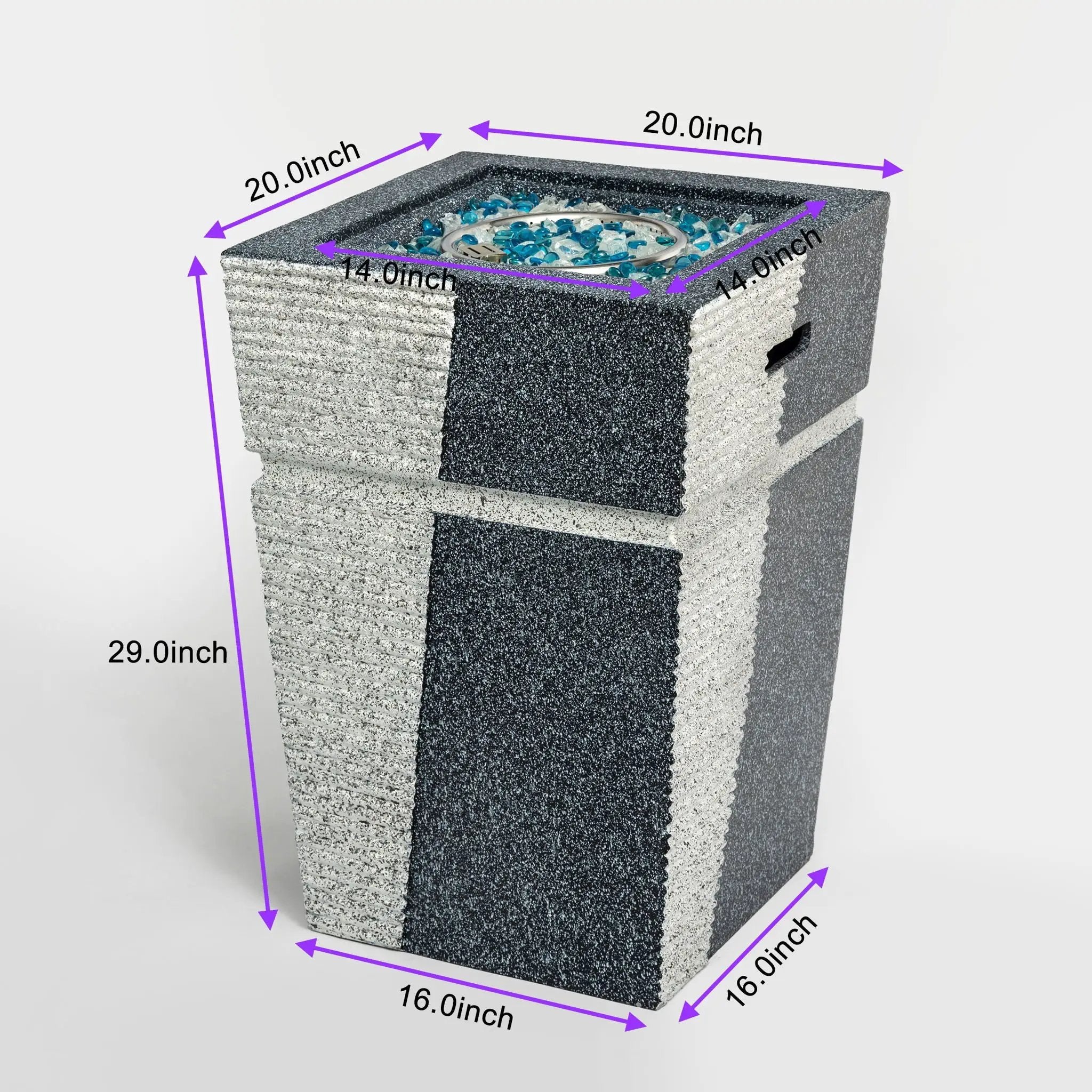 Propane, Gas 50000 Btu Square Fire Pit Table For Outside - Light Gray Blue by HouseOfZazla