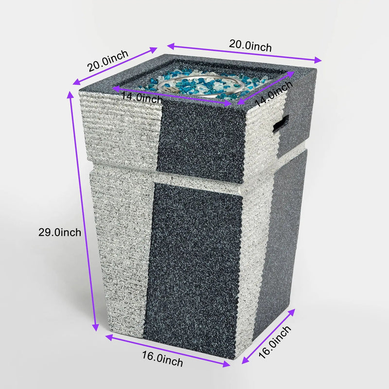 Propane, Gas 50000 Btu Square Fire Pit Table For Outside - Light Gray Blue by HouseOfZazla