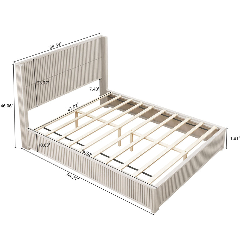 Platform Bed Frame With Headboard, Floor Standing Design by HouseOfZazla