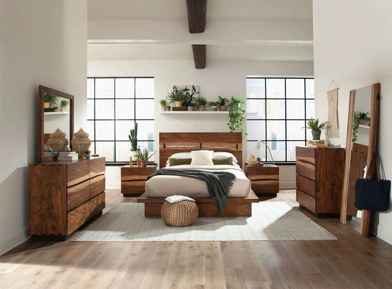Winslow Wood Queen Panel Bed Smokey Walnut and Coffee Bean by Unique Piece Furniture