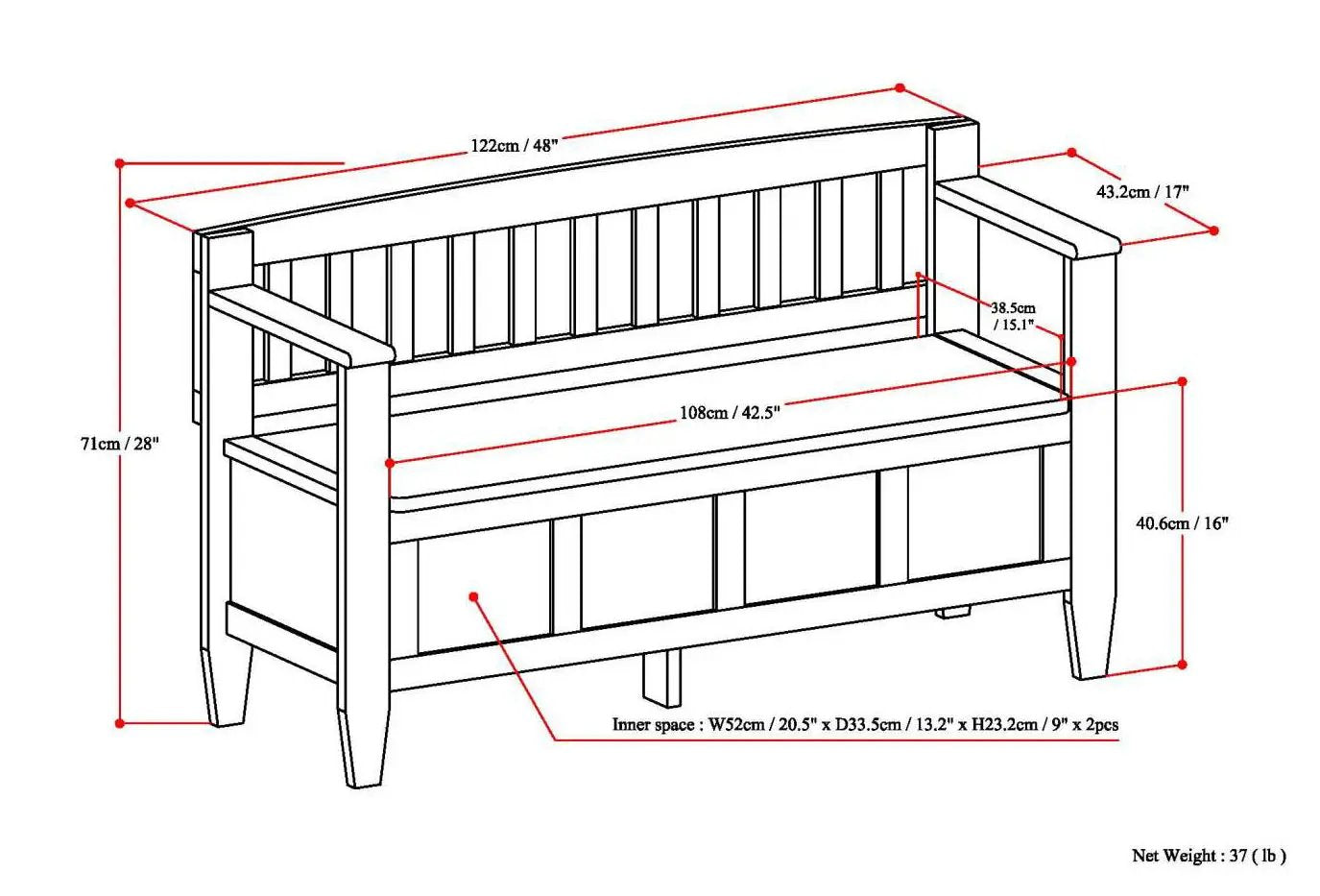 Brooklyn - Handcrafted Entryway Storage Bench by Unique Piece Furniture