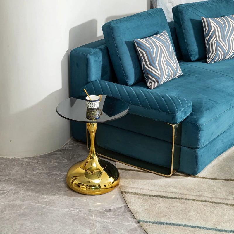 Modern Minimalist Coffee Table With Steel Legs And Tempered Glass Top by Unique Piece Furniture