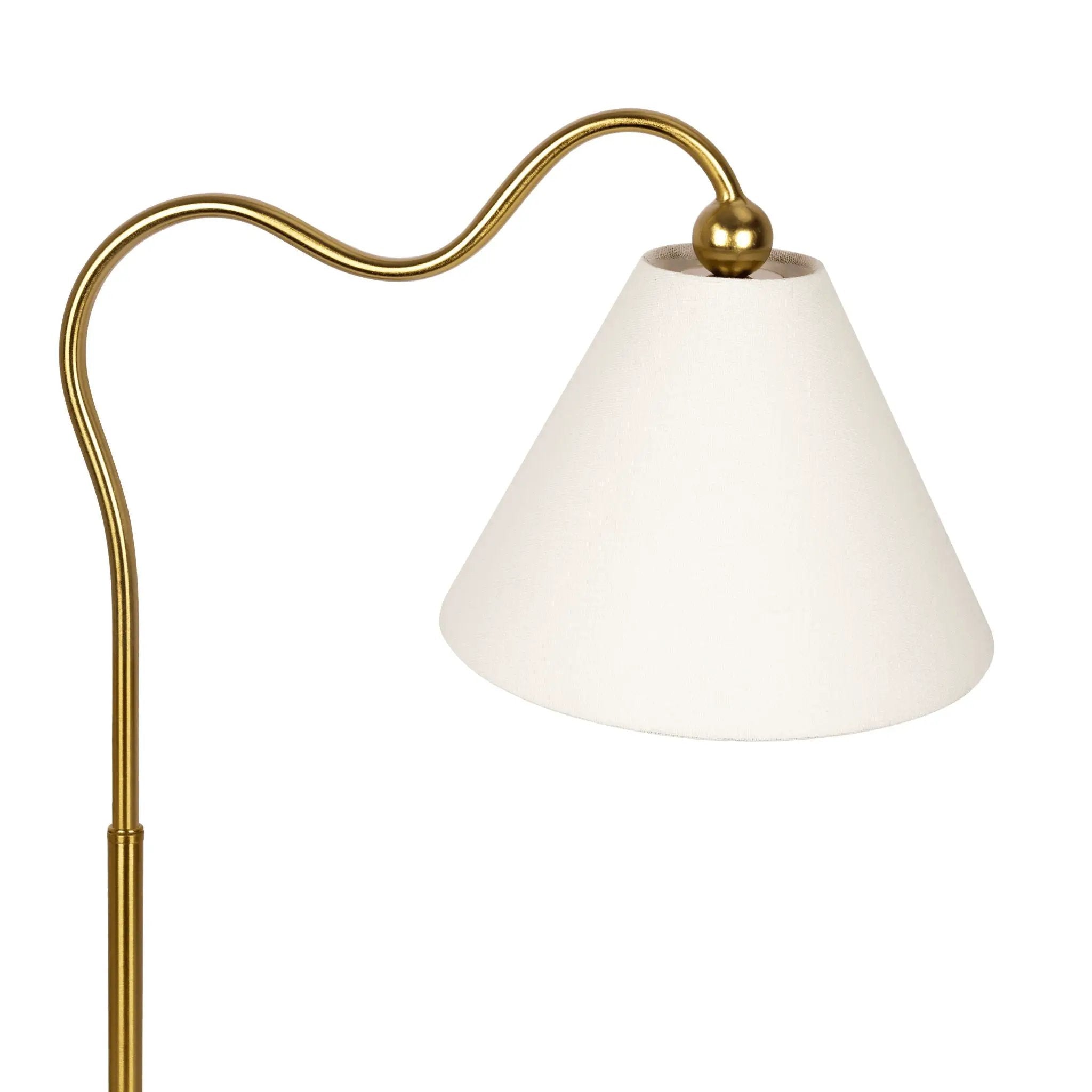 Ornate - Ring Base Curved Table Lamp With Triangle Drum Shade - Gold / White by Unique Piece Furniture