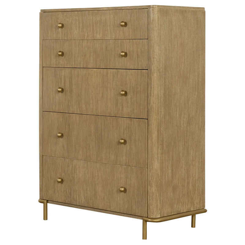 Stevie - Rectangular 5 Drawer Chest - Sand by HouseOfZazla