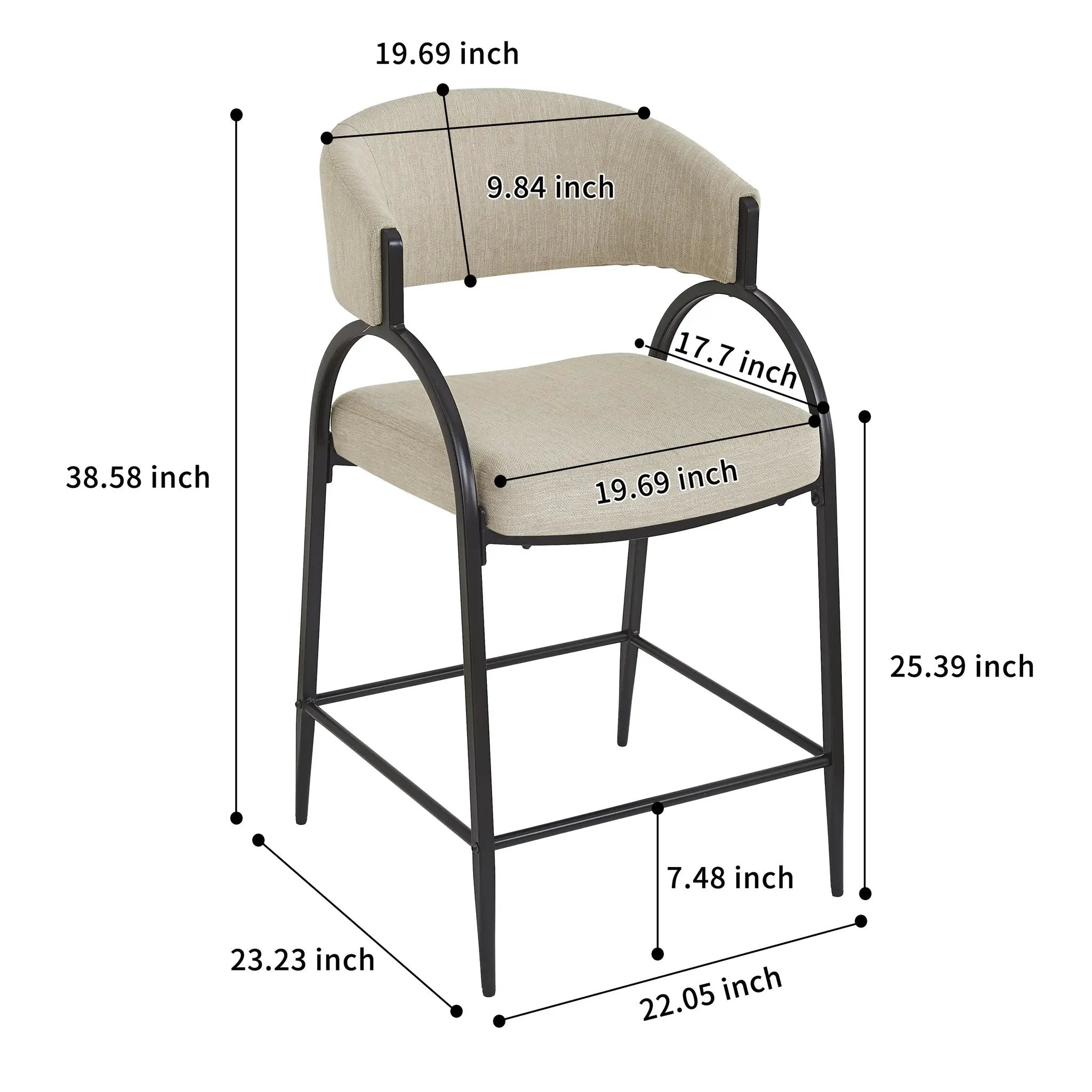 25'' Seat Height Modern Fabric Bar Stools with Back by HouseOfZazla