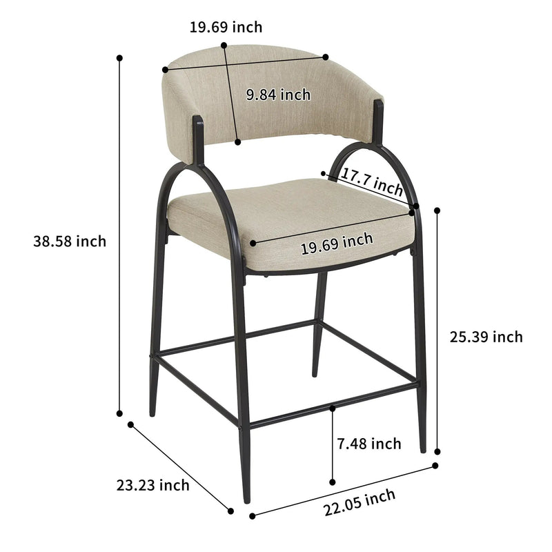 25'' Seat Height Modern Fabric Bar Stools with Back by HouseOfZazla