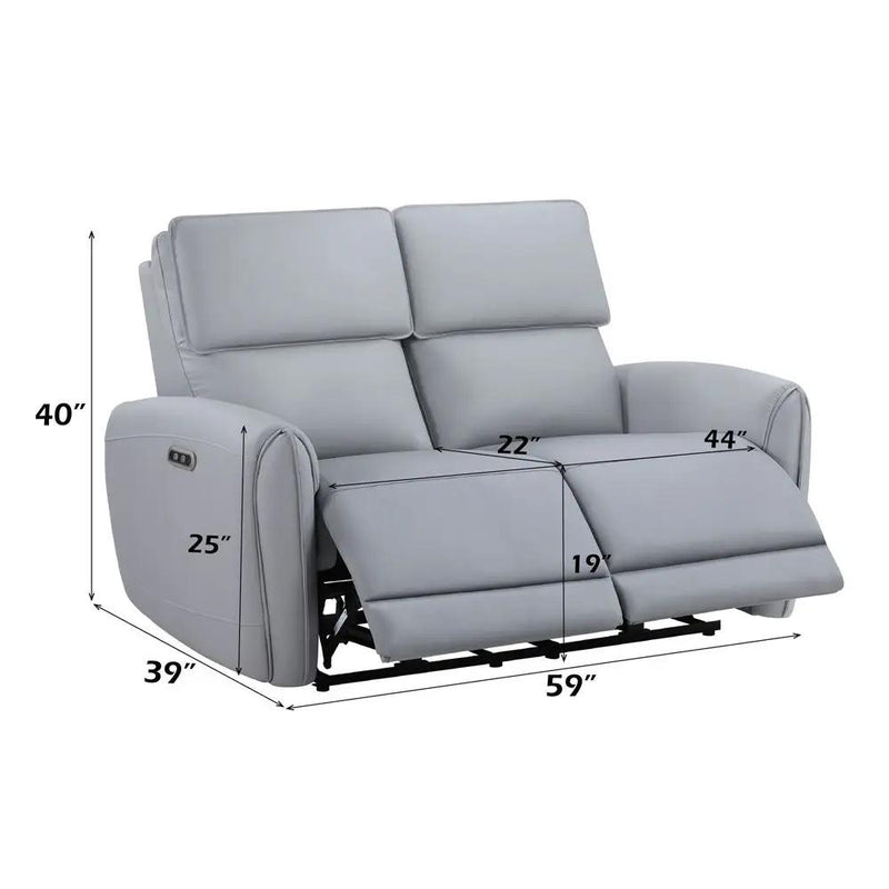 Jeromie - Power Motion Loveseat With USB Port - Gray Synthetic Leather by Unique Piece Furniture