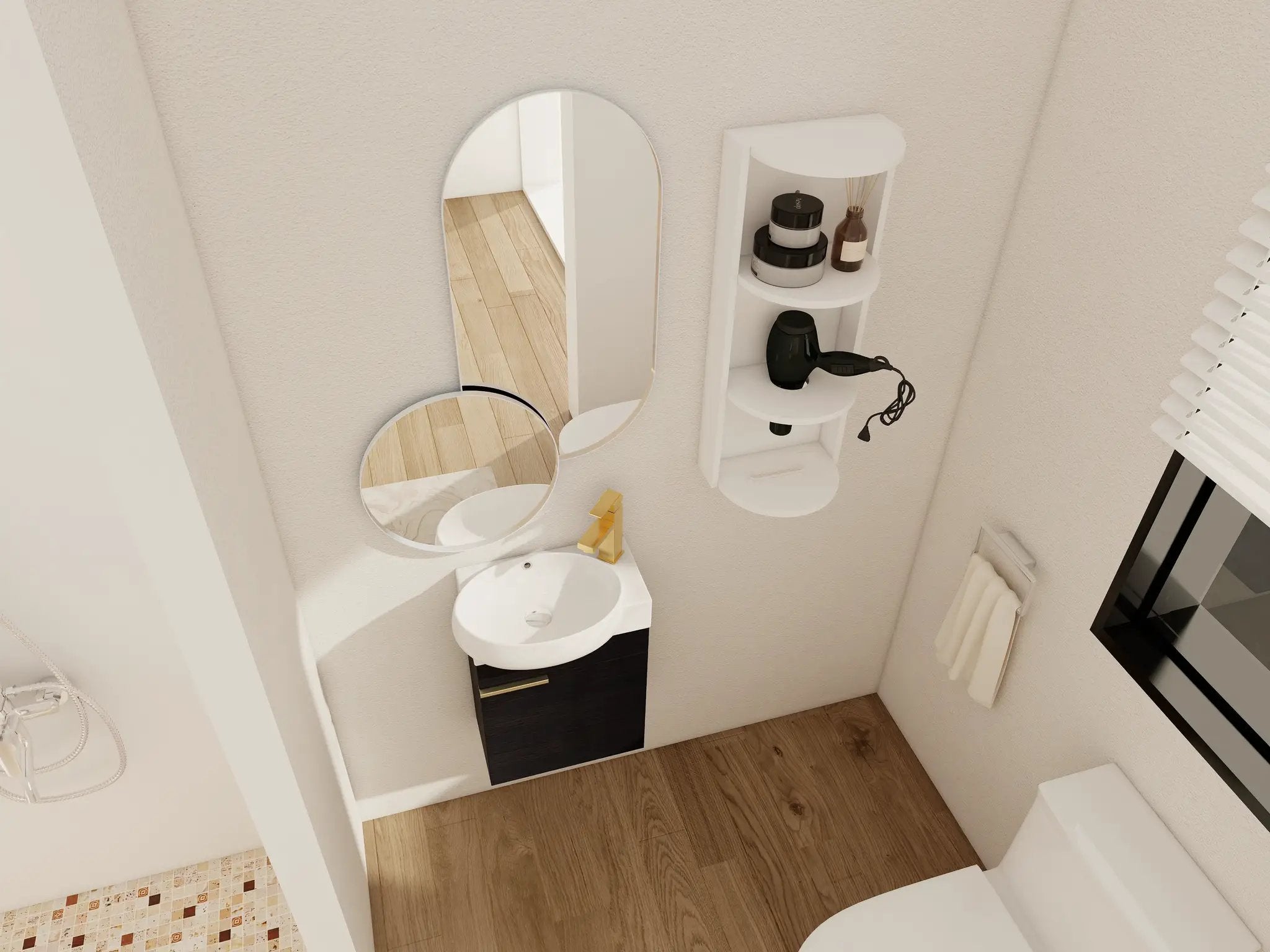 Soft Close Doors Bathroom Vanity With Sink and Storage Rack, 16 Inch by HouseOfZazla