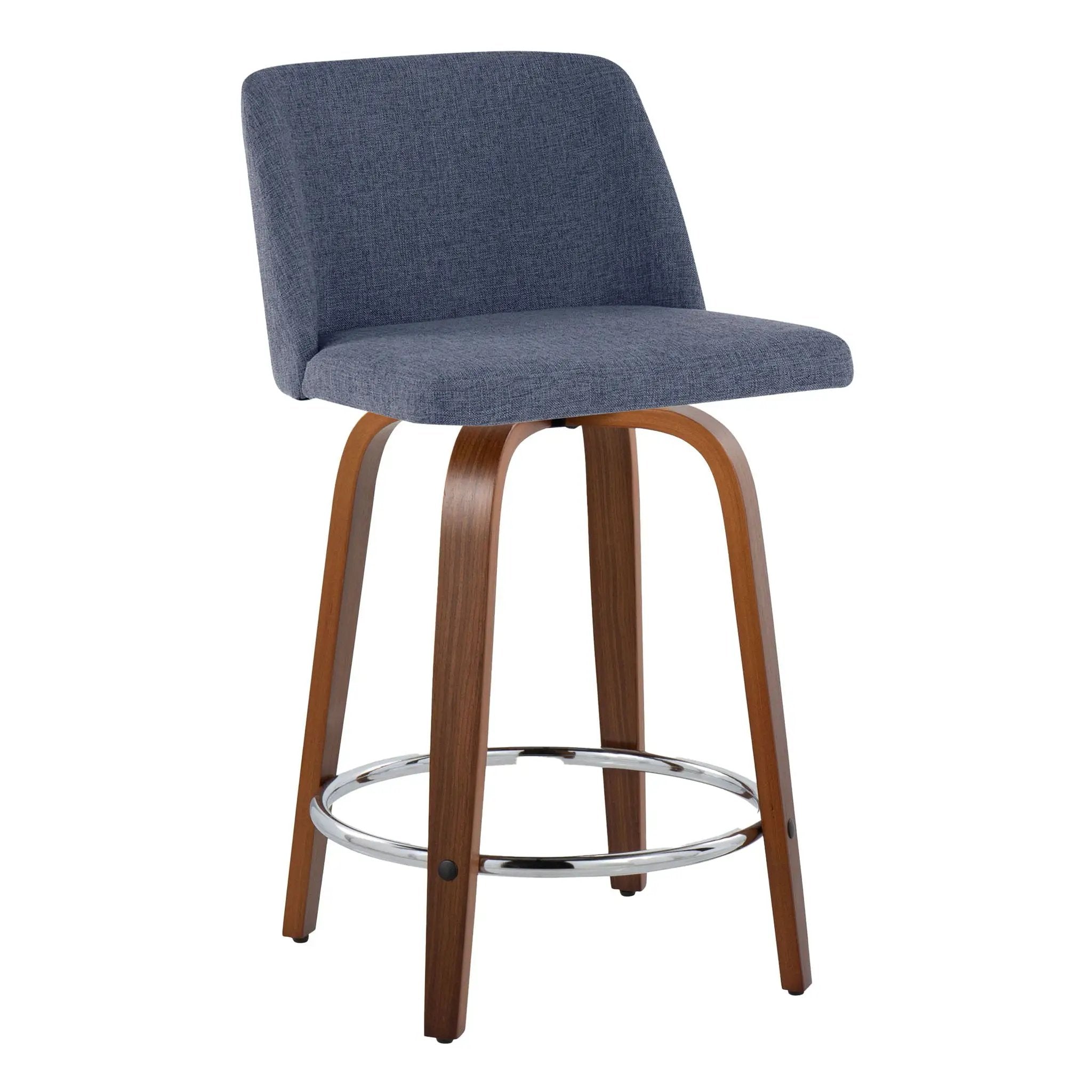 Toriano - Mid Century Modern Fixed Height Counter Stool With Swivel With Round Footrest (Set of 2) by HouseOfZazla
