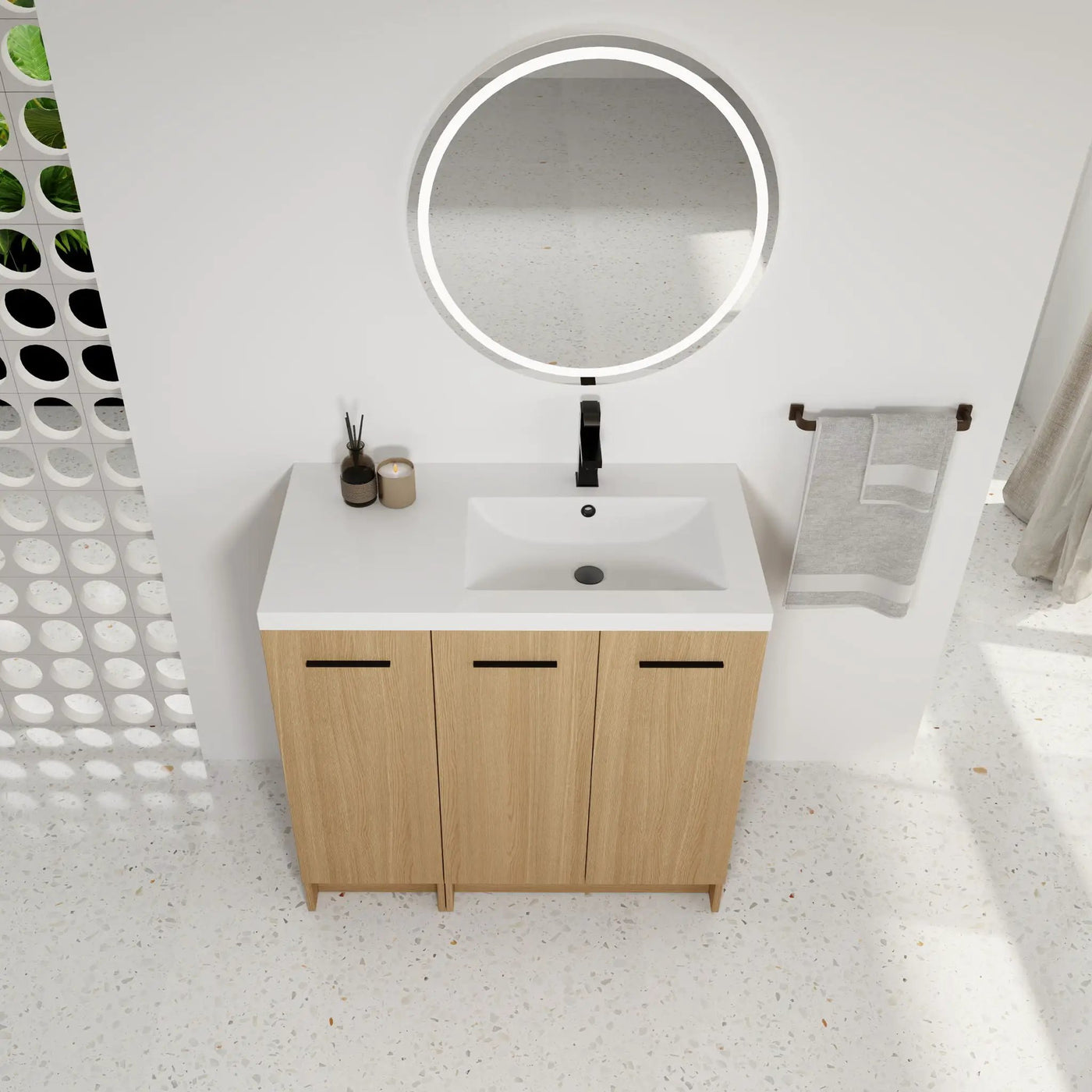 Wall Mounted Floating Bathroom Vanity With Sink, 3 Door Modular Cabinet by Unique Piece Furniture