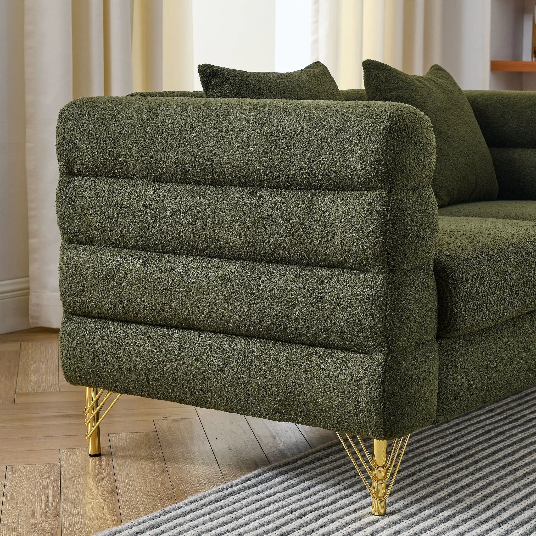 Oversized 2 Seater Sectional Sofa With Deep Seating And 2 Pillows by HouseOfZazla