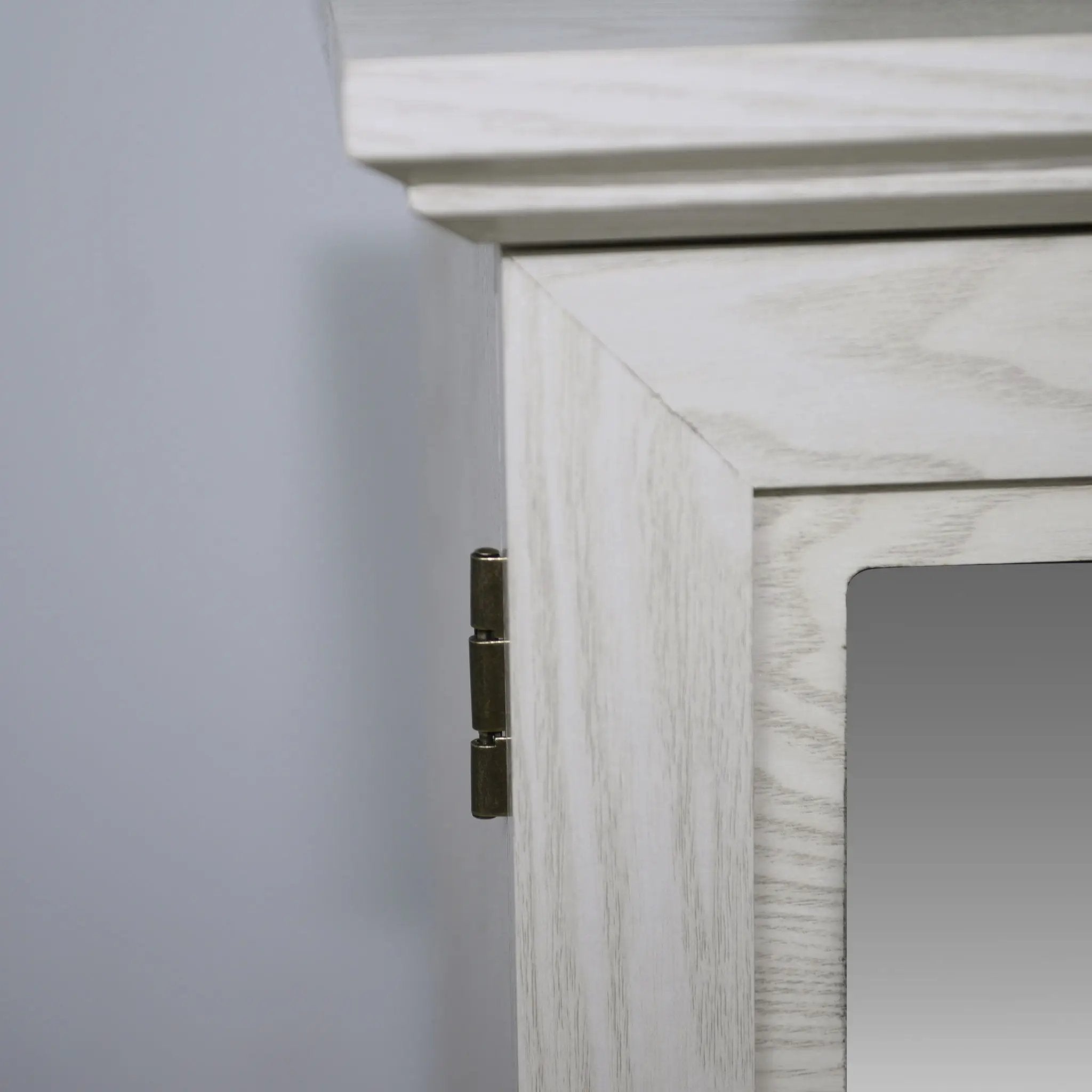 Sideboard Cabinet With Mirrored Doors, Adjustable Shelf, Metal Handles