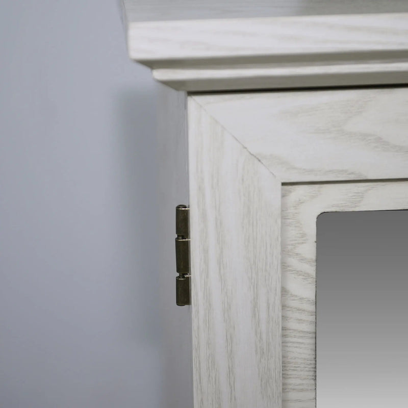 Sideboard Cabinet With Mirrored Doors, Adjustable Shelf, Metal Handles