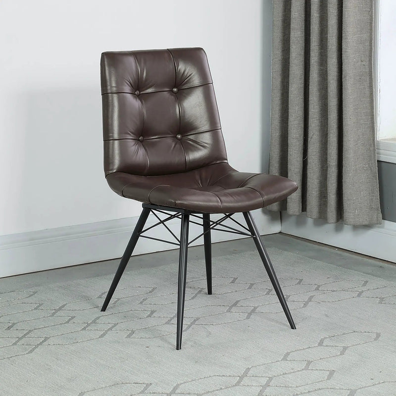 Back Dining Chairs With Button Tufting (Set of 4) - Brown by HouseOfZazla