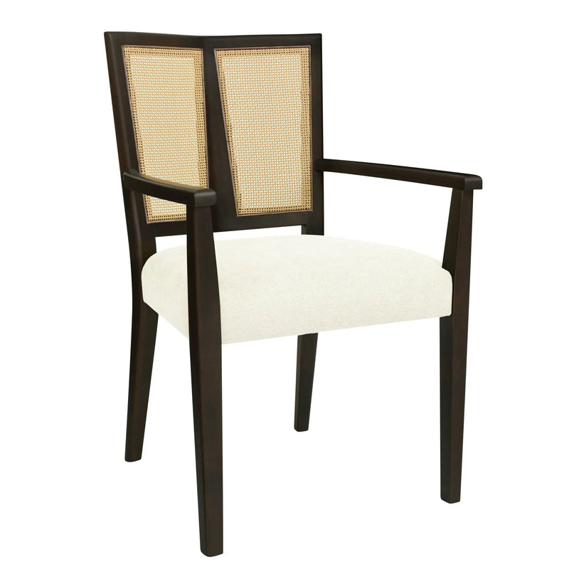 Mid Century Modern Arm Dining Chair Set With Rattan Backrest by HouseOfZazla